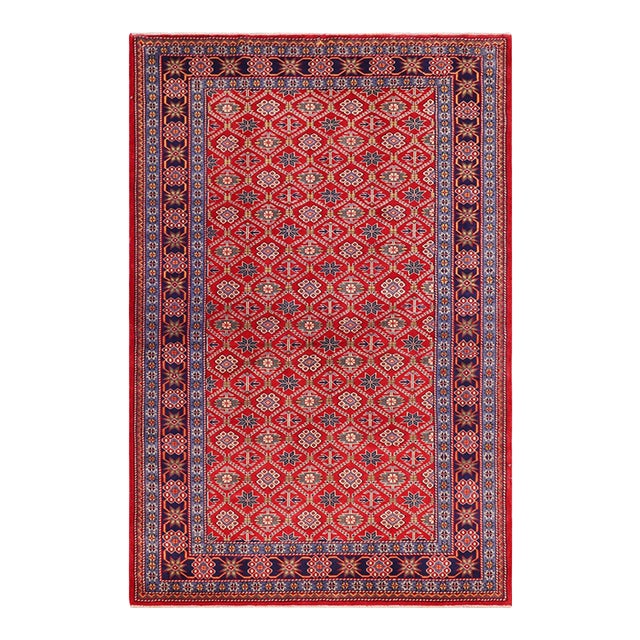 Rustic Shirwan Blue/Beige Wool Rug - 4'4''x5'11'' For Sale