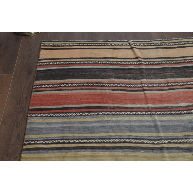 1970s 1970s Vintage Handmade Wool Cotton Red Runner Rug For Sale - Image 5 of 11