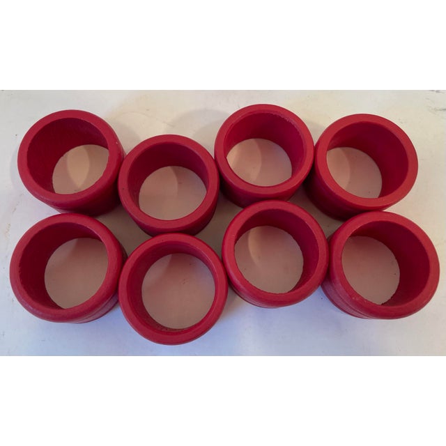 Vintage Red Wooden Napkin Rings - Set of 8 For Sale - Image 4 of 6