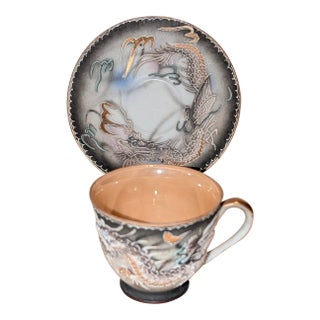 Cup and Saucer With Dragon Print From Japan For Sale