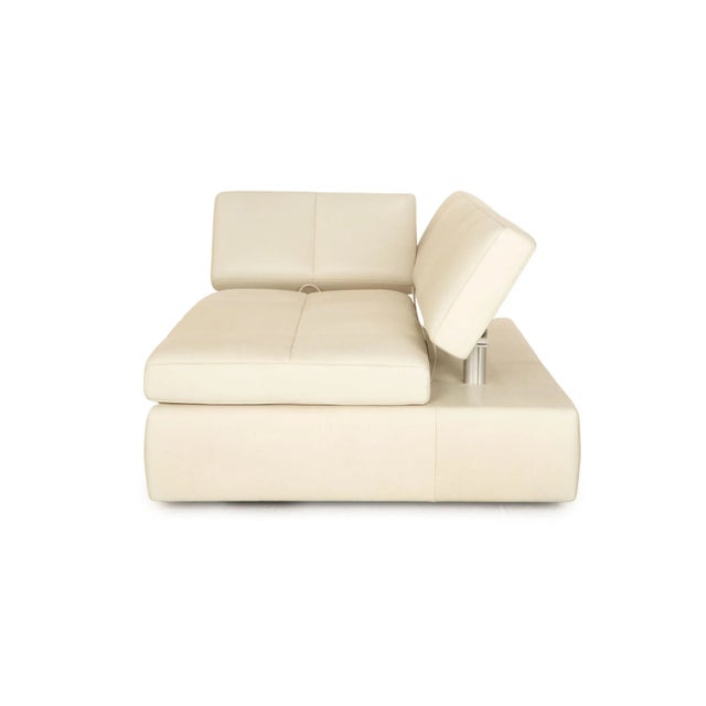 White Square Up Leather Two-Seater Sofa from FSM For Sale - Image 8 of 9