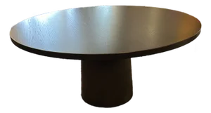 Ebonized Oak Round Dining Table With Columnar Base