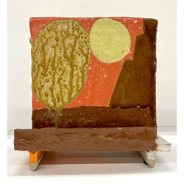 Signed “Gill” (2012) Sculptural Ceramic Vessel / Planter Polychrome Slab Built Studio Art John Gill For Sale - Image 10 of 13