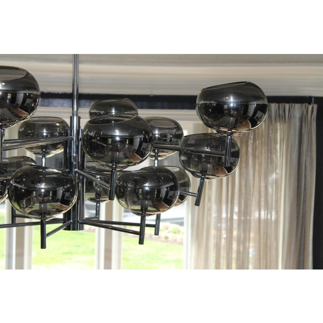 Contemporary Donghia Renaldo 18-Arm Chandelier Grey Glass Globes Polished Chrome Finish For Sale - Image 3 of 11