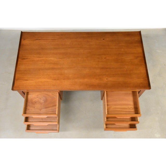 Mid 20th Century Refinished Danish Modern Teak Desk For Sale In Boston - Image 6 of 10