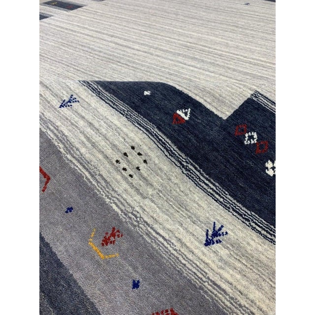 Contemporary 5x8 Ivory Hand-Knotted Wool Framed Openness Modernist Design Modern Carpet Rug For Sale - Image 3 of 5