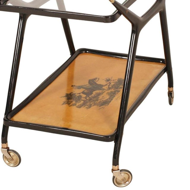 Cassina Italian Serving Bar Cart in Sculptural Wood from Cassina, 1954 For Sale - Image 4 of 5