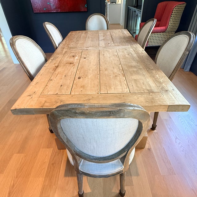 Rustic European Restoration Hardware Salvaged Wood Gun Barrel Extension Dining Table For Sale - Image 3 of 11