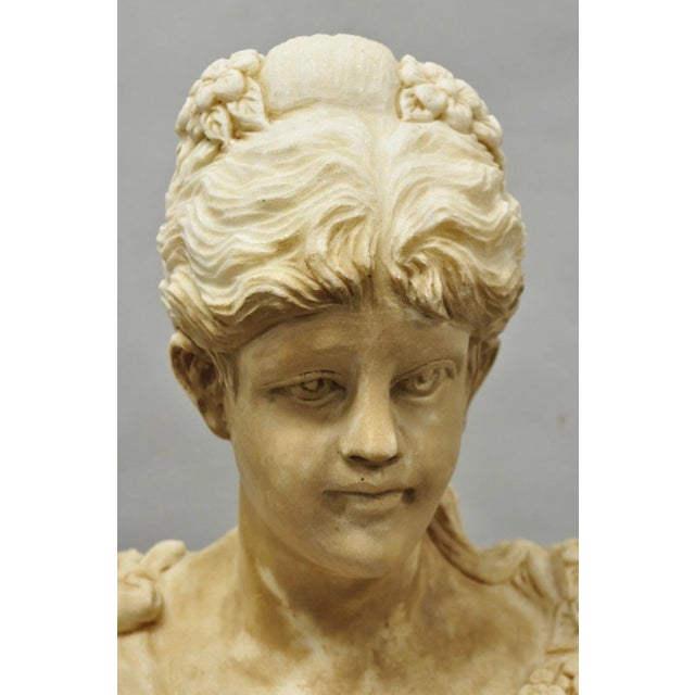 Late 20th Century Vintage Victorian Style Carved Marble Young Lady Maiden Bust Statue Sculpture For Sale - Image 5 of 16