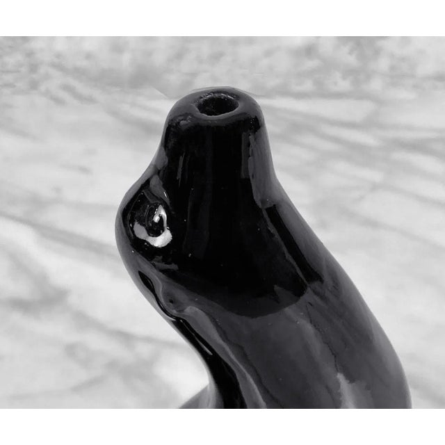 Ceramic Mid-Century Art Deco Black Porcelain Seal Figural Sculpture For Sale - Image 7 of 8