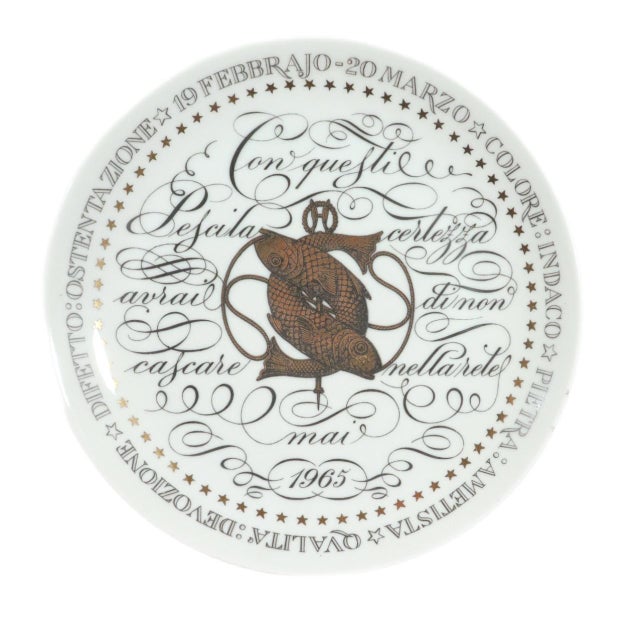 Piero Fornasetti Zodiac Plates for Perugia, Complete Set of Twelve, Serie Zodiaci For Sale - Image 9 of 13