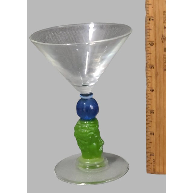 Vintage Richard Jolley Figural Bombay Sapphire Gin Martini Glass For Sale - Image 4 of 6