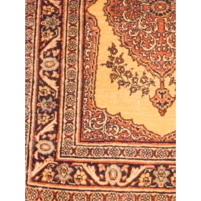 Persian Tabriz handmade silk & wool rug on a cotton foundation with a medallion square motif.