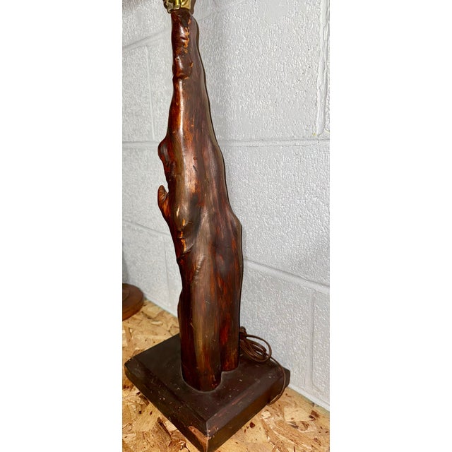1970s Vintage Cypress Knee Folk Art From the Mid-20th Century Lamp on Wooden Base For Sale - Image 5 of 8