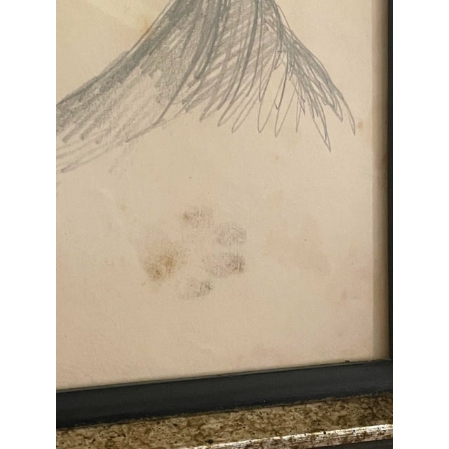 Mid 20th Century Classical Female Portrait Original Framed Pencil Drawing on Paper For Sale - Image 5 of 10