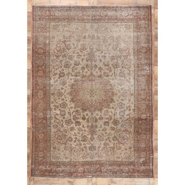 Mid 20th Century Distressed Vintage Persian Rug, 8'5 X 12'1 For Sale - Image 9 of 10