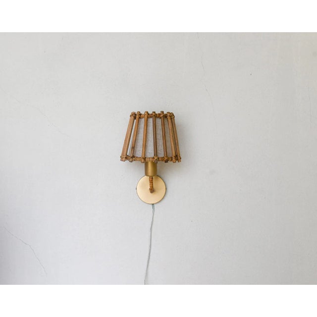 Pencil Reed Rattan Wall Sconce Lamp For Sale - Image 9 of 9