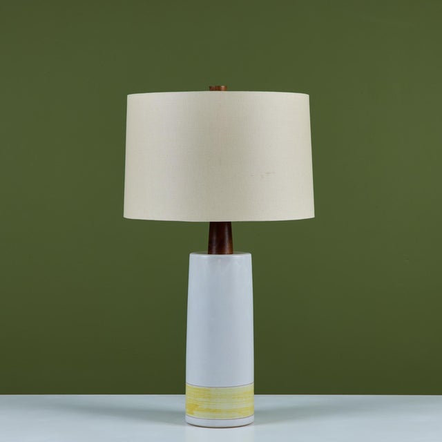 Striking large ceramic table lamp by husband-and-wife design team Gordon and Jane Martz. Produced by their family company,...