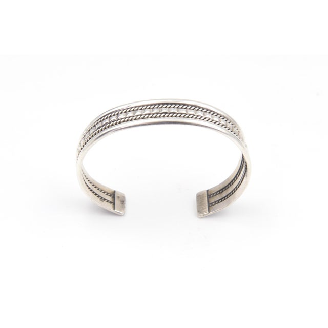 Tahe Navajo Native American Sterling Silver Cuff Bracelet For Sale - Image 10 of 11