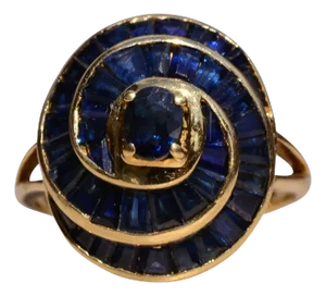 The Willare: Vintage Spiral Sapphire and Yellow Gold Cocktail Ring