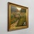 Italian modern oil painting with gold wooden frame by Paolo Turri, 1990s Oil painting with a rectangular gold-colored...