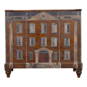 Country English Painted Pine Trunk With Georgian House Facade