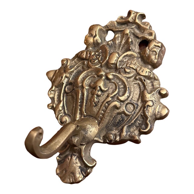Mid 20th Century Ornate Brass Wall Hook For Sale