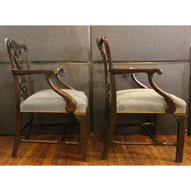 Late 19th Century Pair of George III Style Mahogany Arm Chairs For Sale In Raleigh - Image 6 of 8