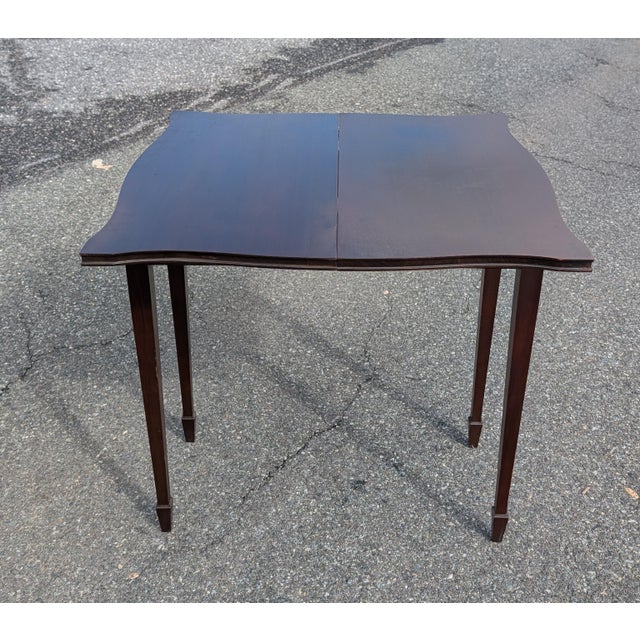 English 1980s George III Style Brandt Mahogany Flip-Top Games or Console Table For Sale - Image 3 of 11