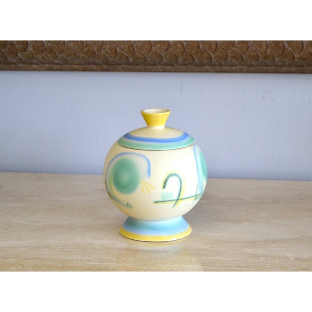 Art Deco 1930s Art Deco Southwestern Style Lidded Bowl Pastel Colors For Sale - Image 3 of 9