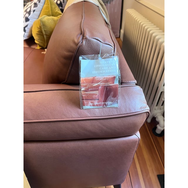 Midcentury Modern Cognac Leather Sofa 91" New With Tag For Sale In Boston - Image 6 of 12