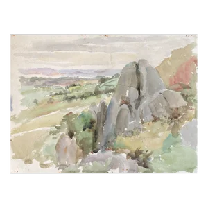 Listed British Artist Bernard Harper Wiles 1883-1966 - the Heath in England: Landscape Watercolor