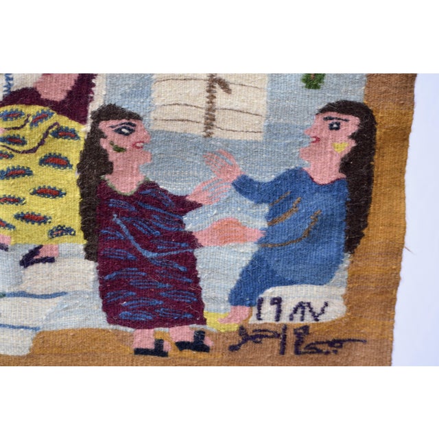 Haraniya Wedding Celebration – Vintage 1987 Handwoven Wool Tapestry by Samiha Ahmed (4.2 X 4.7 Ft) For Sale - Image 10 of 11