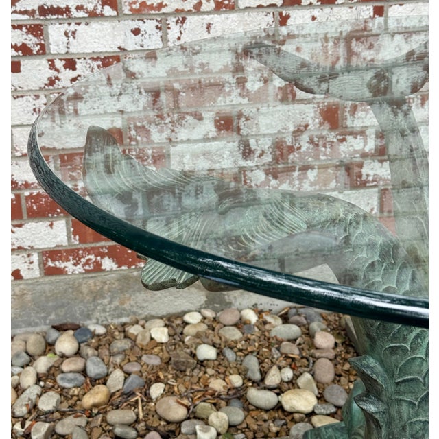 Vintage Regency Verdigris Koi Fish or Dolphin Patio Table and 4 Chairs For Sale - Image 4 of 18