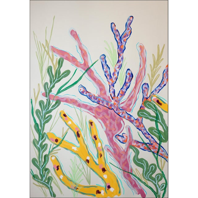 Illustration 2026, Tropical Corals, Illustration Style Painting Triptych, Modern Seascape, Acrylic Paint on Watercolor Paper by Romina Milano For Sale - Image 3 of 11