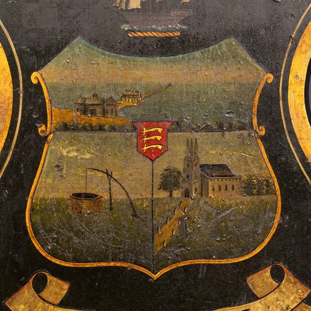 Antique English Hand-Painted Essex Armorial Shield, 19th Century For Sale - Image 4 of 14