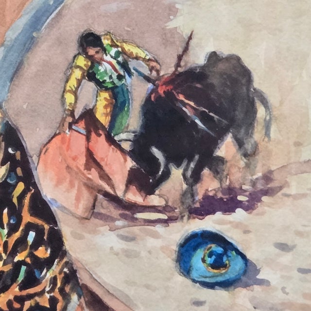 Lorenzo Castñeda 2010 "La Fiesta" Framed Watercolor 23"h X 19"w Beautiful Colorful Western Piece For Sale - Image 9 of 13