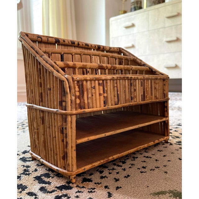 Vintage Tortoise Rattan Three Piece Desk Set For Sale - Image 4 of 13