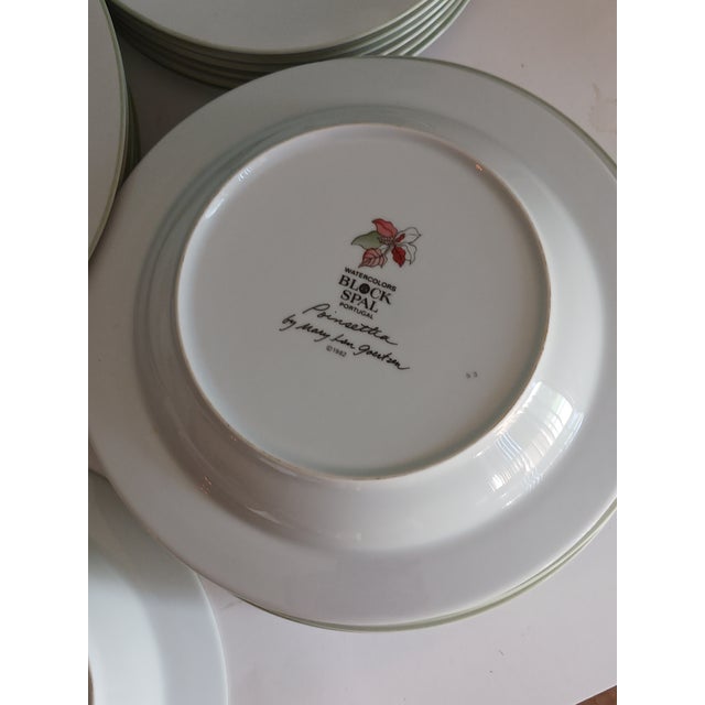 Mid-Century Modern Vintage Poinsettia Soup or Pasta Bowls, Set of 4, Portugal For Sale - Image 3 of 3