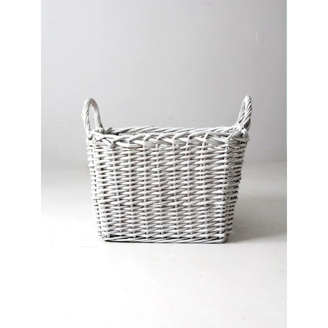 Farmhouse Vintage Large White Storage Basket For Sale - Image 3 of 13