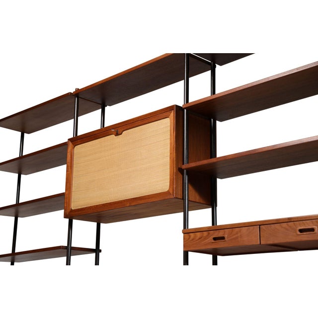 Lyby Mobler Mid 20th Century Danish Modern Teak Free-Standing Wall Unit With Bar by Lyby Møbelfabrik For Sale - Image 4 of 18