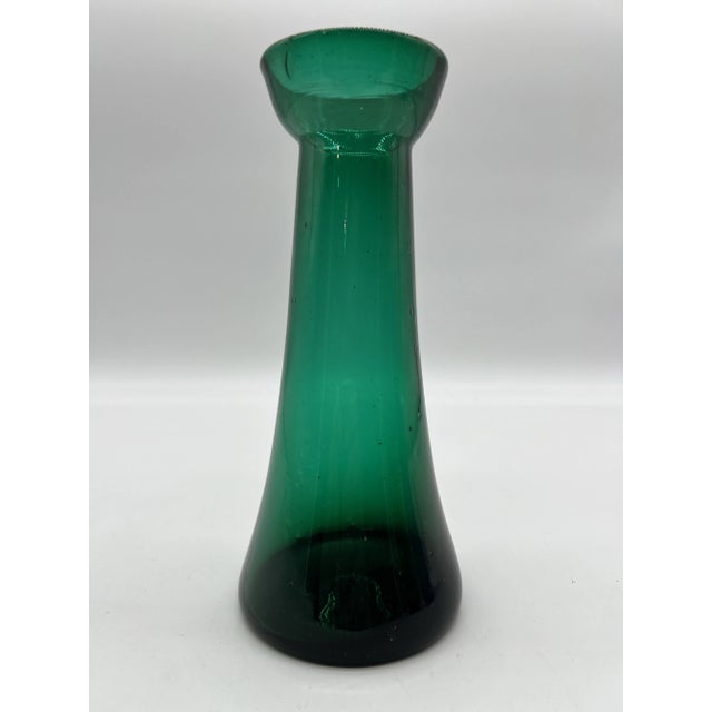 Glass Antique Blown Dark Green Glass Hyacinth Vase, Bristol, England, Circa 1840's For Sale - Image 7 of 11