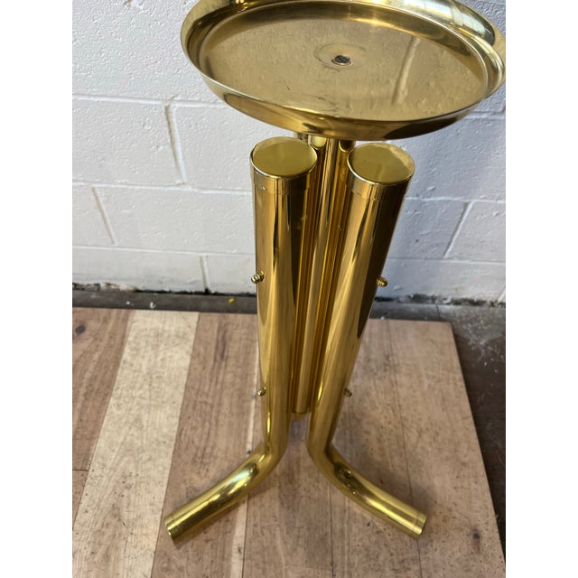 Late 20th Century Postmodern Polished Brass Pedestal Plant Stand, Sculptural Modernist Form For Sale - Image 5 of 8