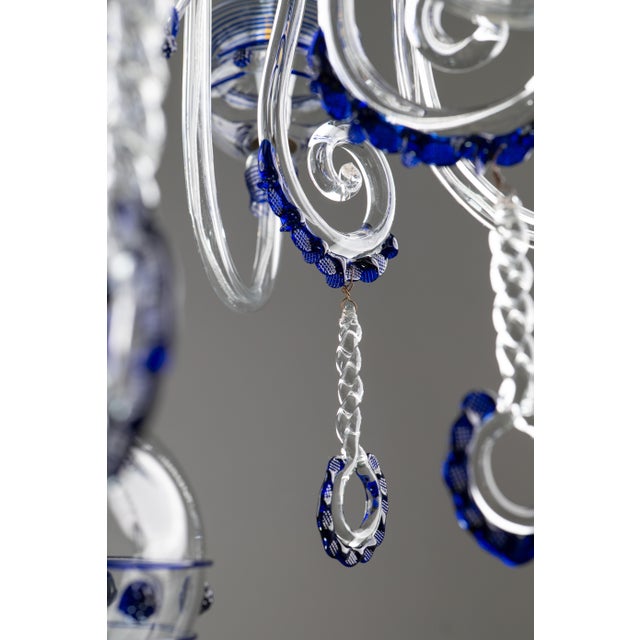 Art Deco Cobalt Blue Murano Glass Chandelier by Gino Cenedese for Cenedese, 1940s For Sale - Image 16 of 18