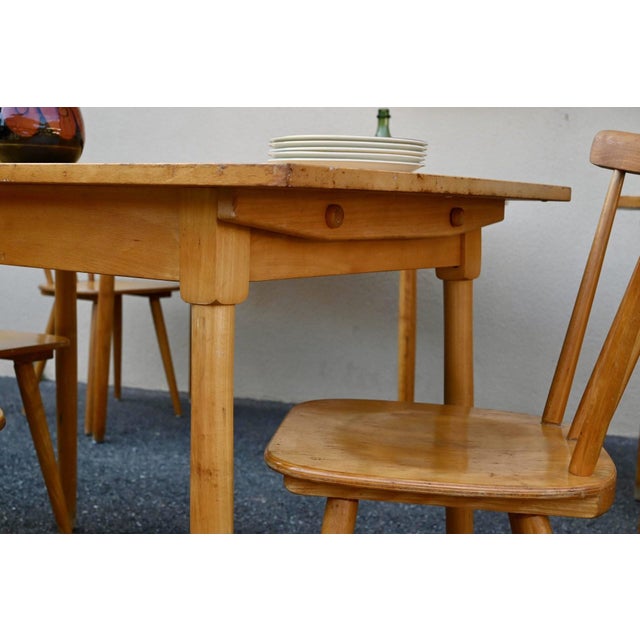 Vintage Bohemian Wood Bistro Tables with Turned Legs, 1960s, Set of 5 For Sale - Image 6 of 18