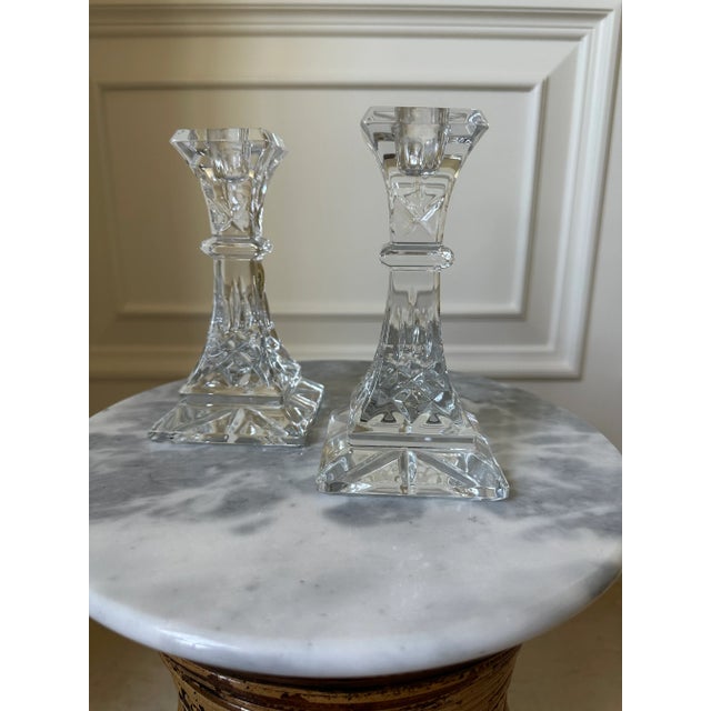 Glass Vintage 1970’s Waterford Crystal Candlesticks - a Pair For Sale - Image 7 of 12