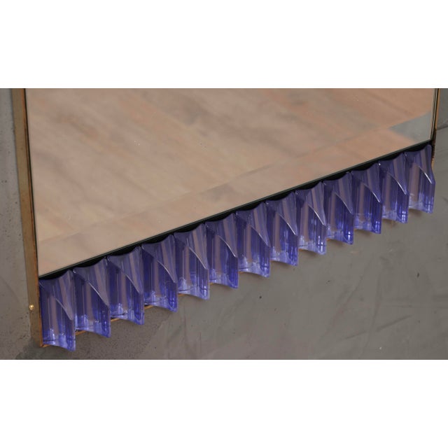 1990s Periwinkle Murano Glass and Brass Wall Mirror, 1990s For Sale - Image 5 of 10