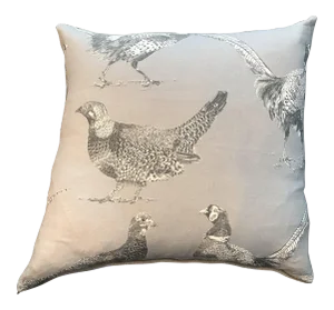 British Cotton/Linen Game Bird Pillow With Contrasting Back