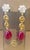 2000 - 2009 45 Carat Ruby Drop and Diamond Hanging/Chandelier Earrings 14 Karat Yellow Gold For Sale - Image 5 of 18