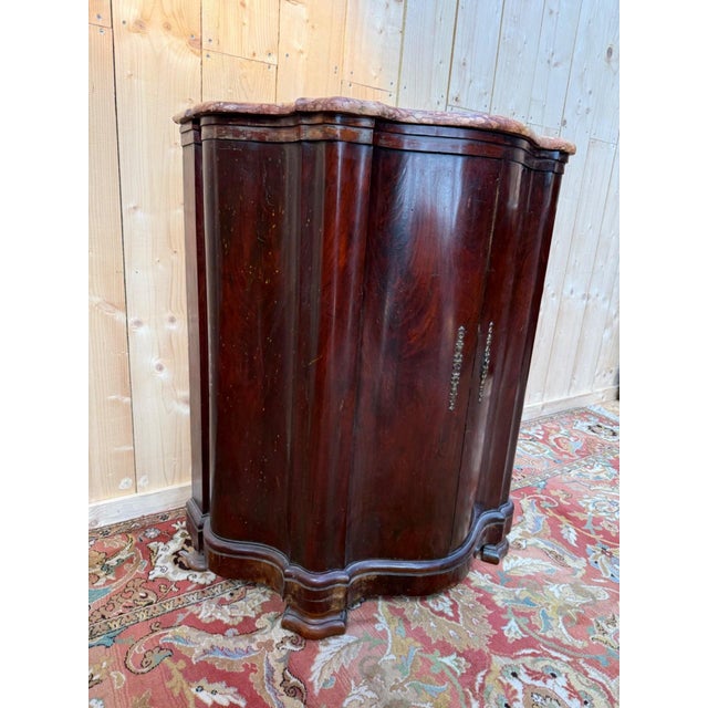 Napoleon III Curved Corner Buffet in Flamed Mahogany For Sale - Image 3 of 6